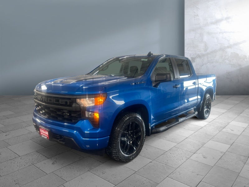 2023 Chevrolet Silverado 1500 Custom in Glacier Blue Metallic — front three-quarter view